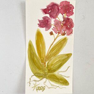 Loose Orchid 2 Original Art Watercolor Painting Frame Ready 8x10in Backing Board